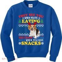 Beagle Ugly Christmas They See You're Eating Xmas Gift Kids Sweatshirt thumb 0