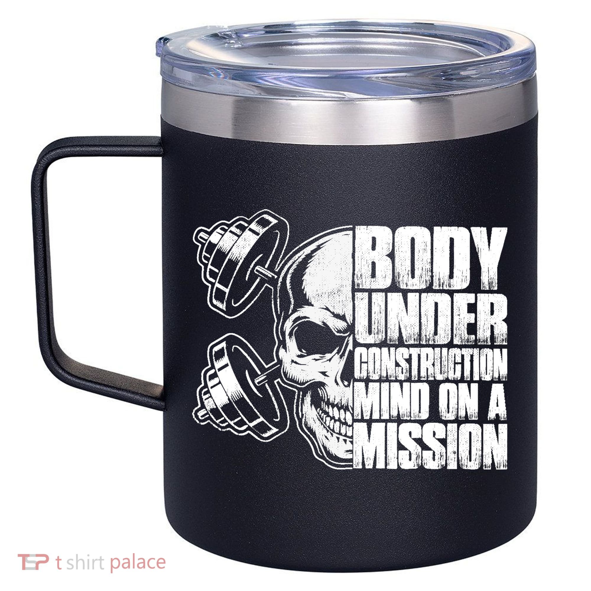 Body Under Construction Mind On A Mission Fitness Lovers 12oz Stainless Steel Coffee Mug