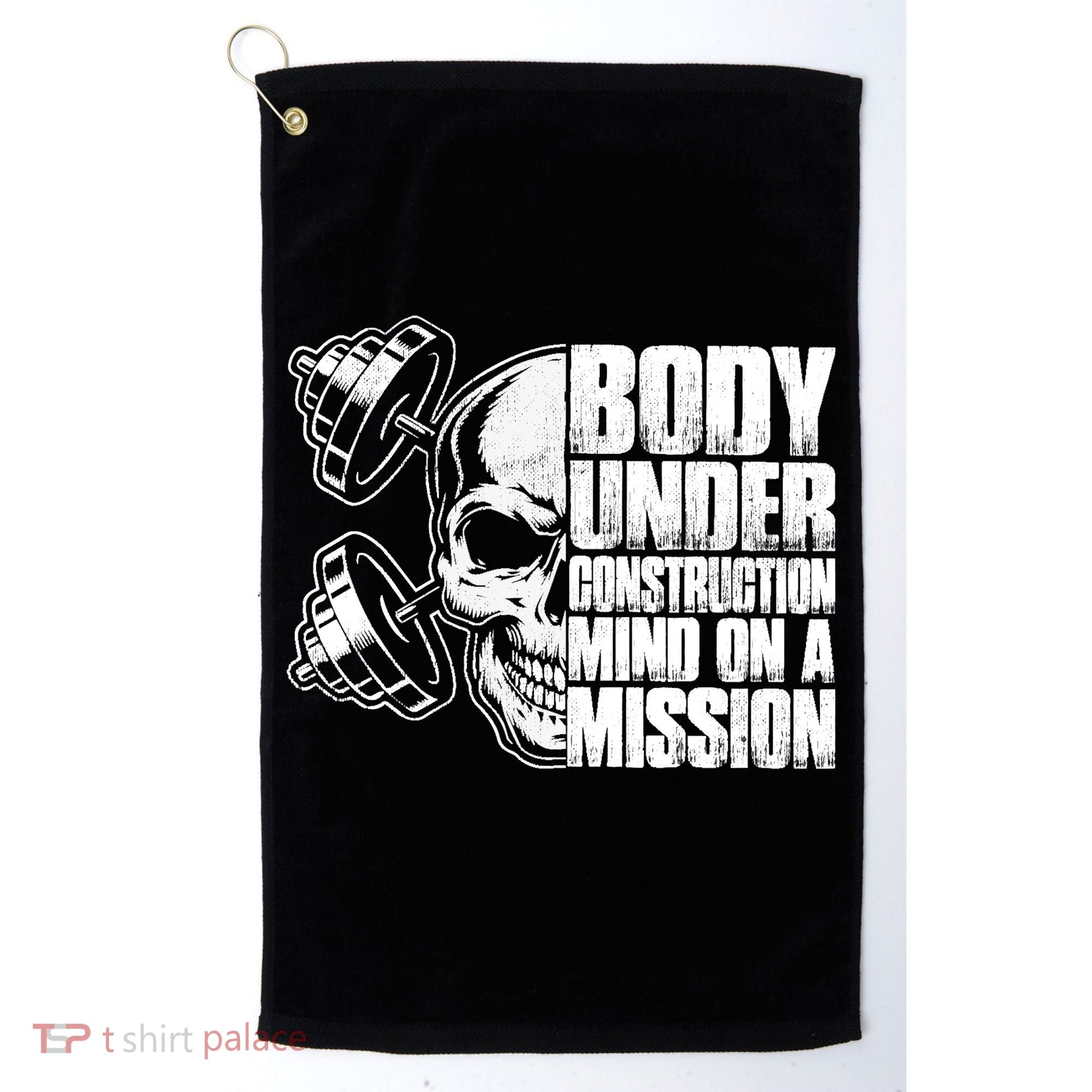 Body Under Construction Mind On A Mission Fitness Lovers Golf Towel