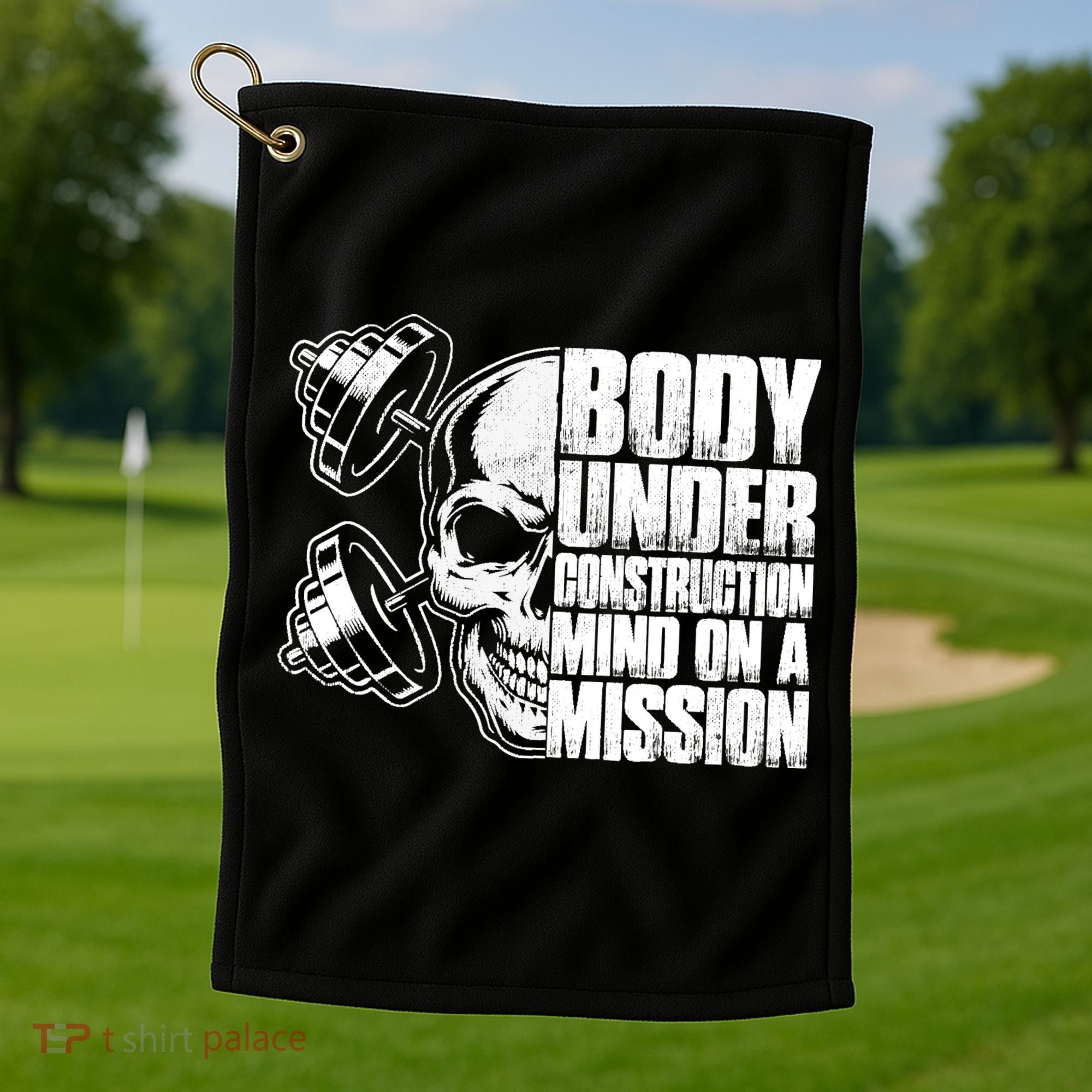 Body Under Construction Mind On A Mission Fitness Lovers Golf Towel