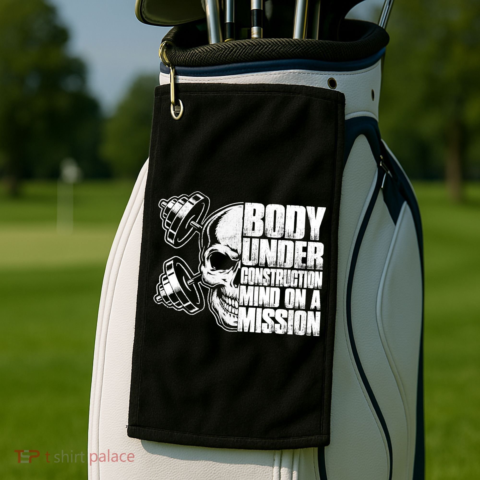 Body Under Construction Mind On A Mission Fitness Lovers Golf Towel