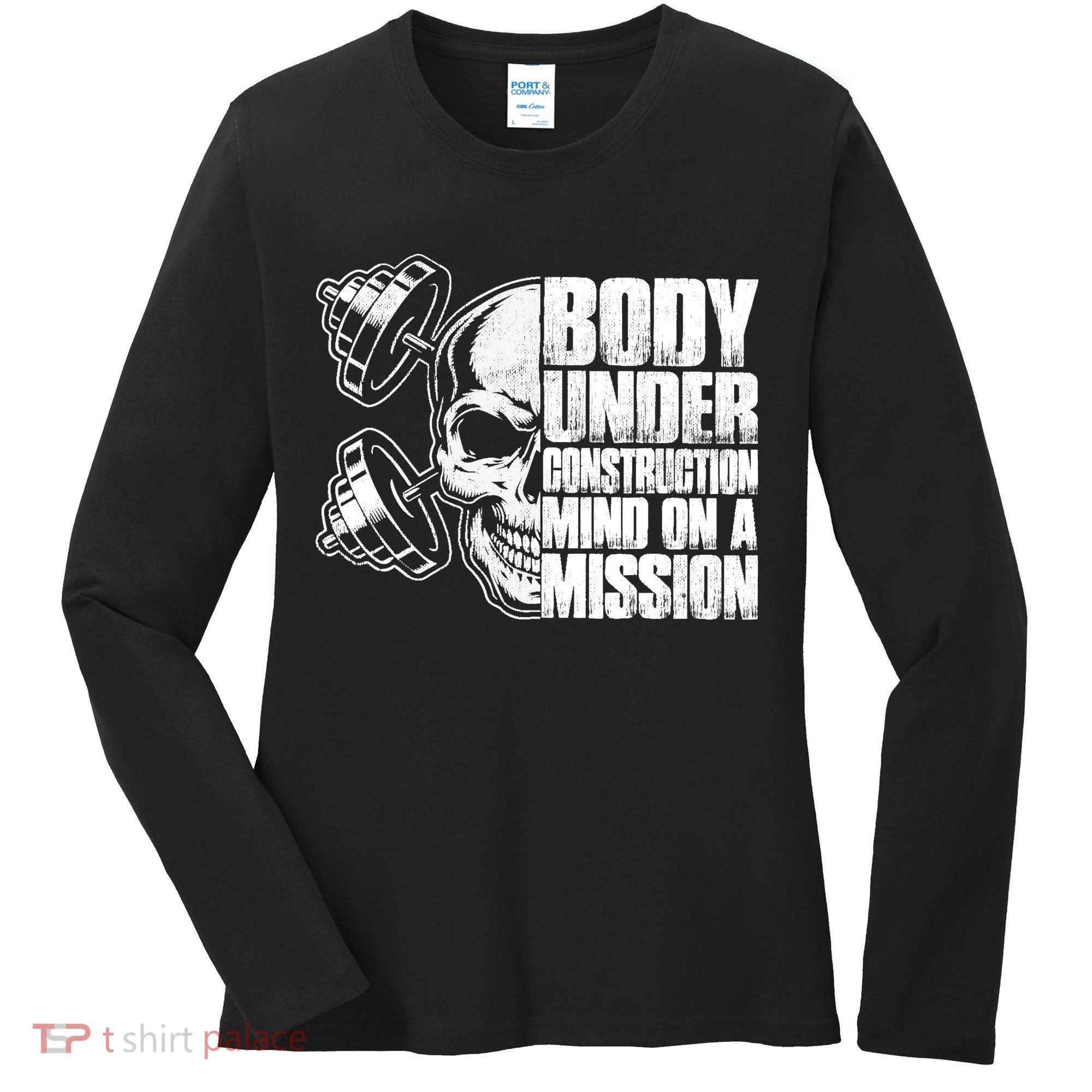 Body Under Construction Mind On A Mission Fitness Lovers Women's Long Sleeve Shirt