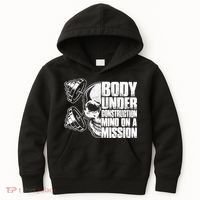 Body Under Construction Mind On A Mission Fitness Lovers Kids Hoodie thumb 0