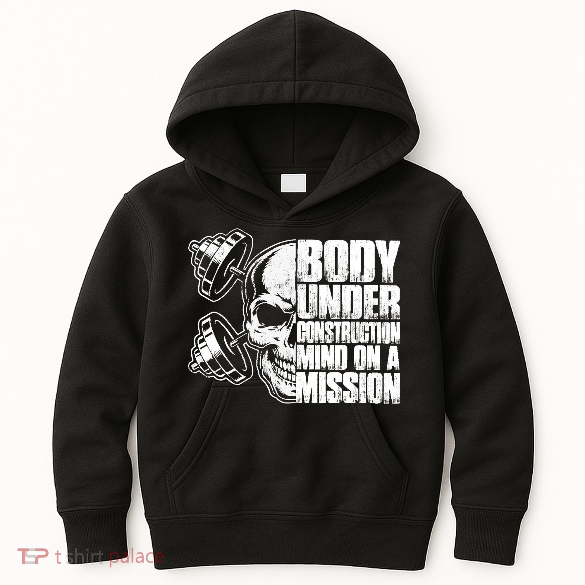 Body Under Construction Mind On A Mission Fitness Lovers Kids Hoodie