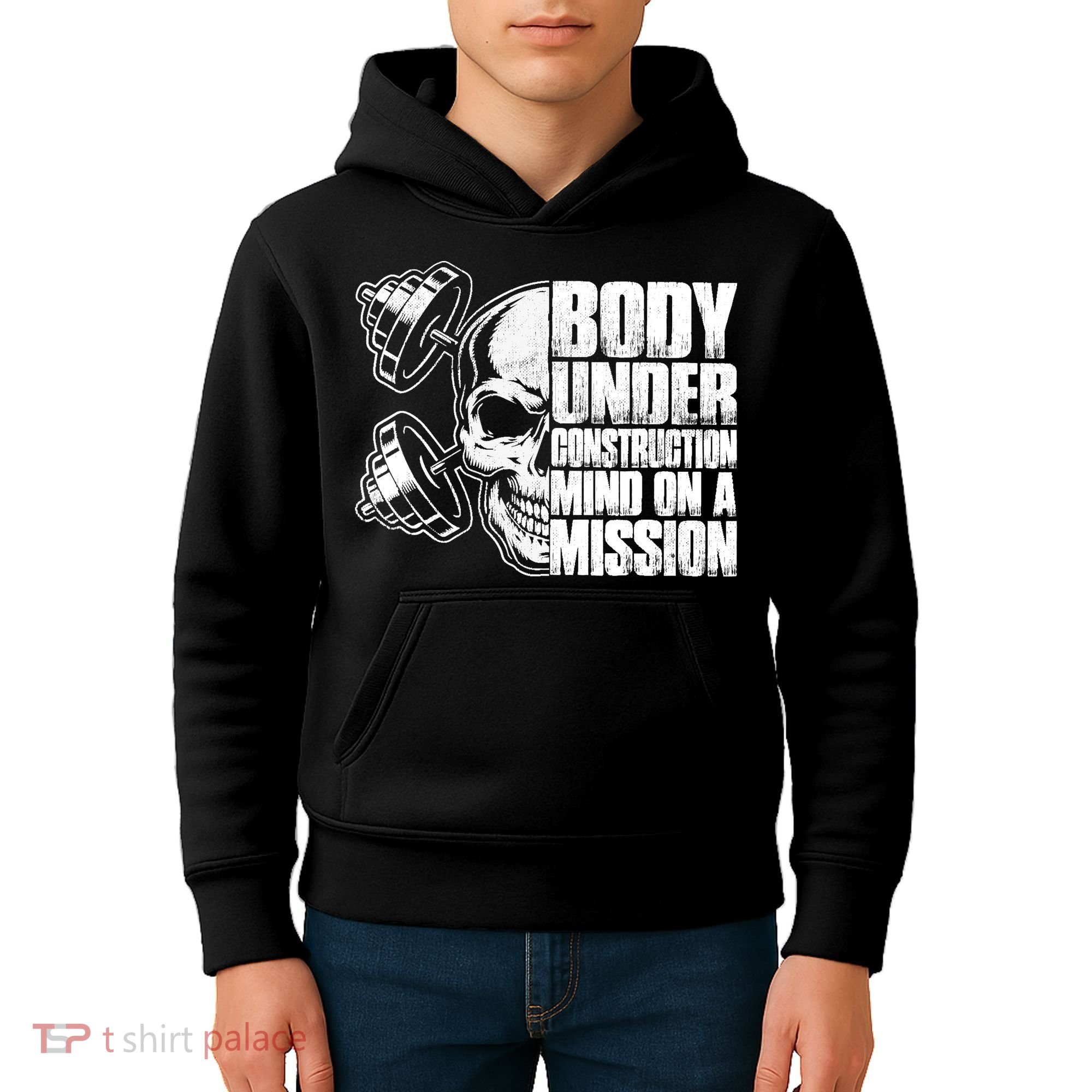 Body Under Construction Mind On A Mission Fitness Lovers Kids Hoodie