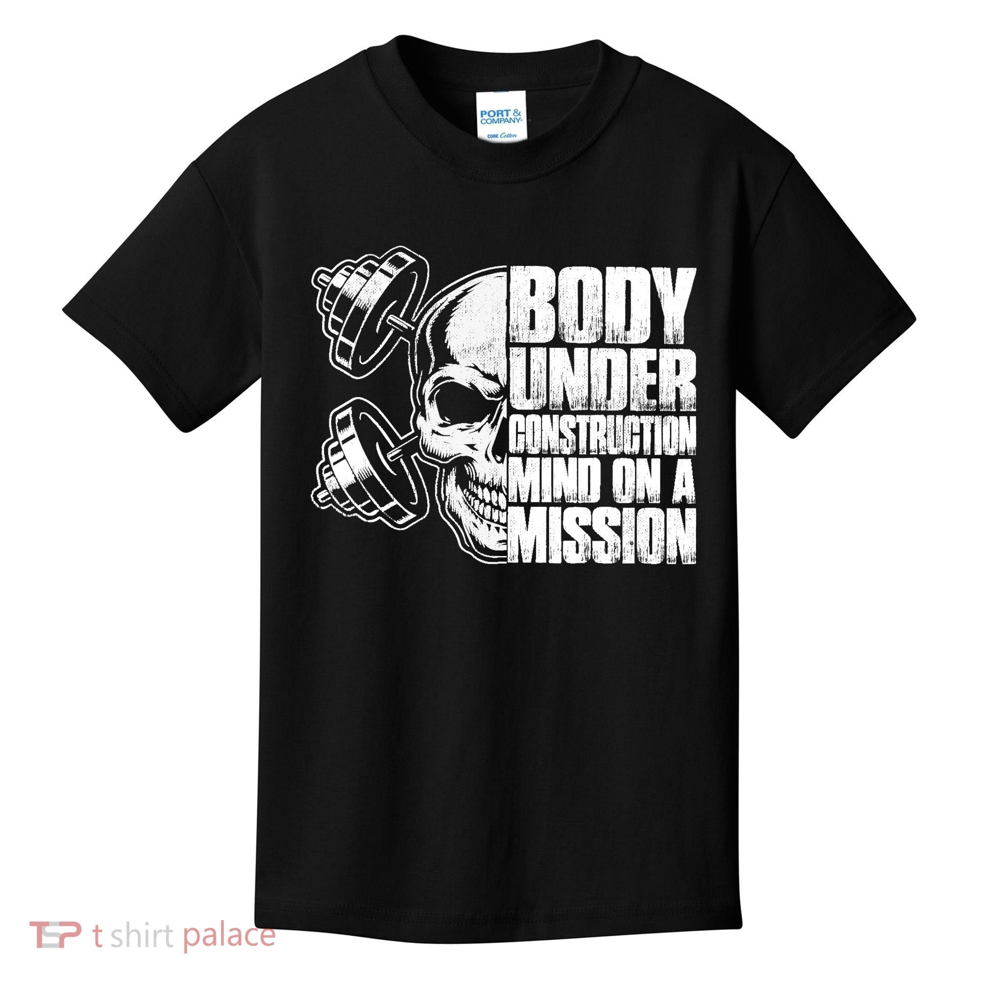 Body Under Construction Mind On A Mission Fitness Lovers Kids T-Shirt