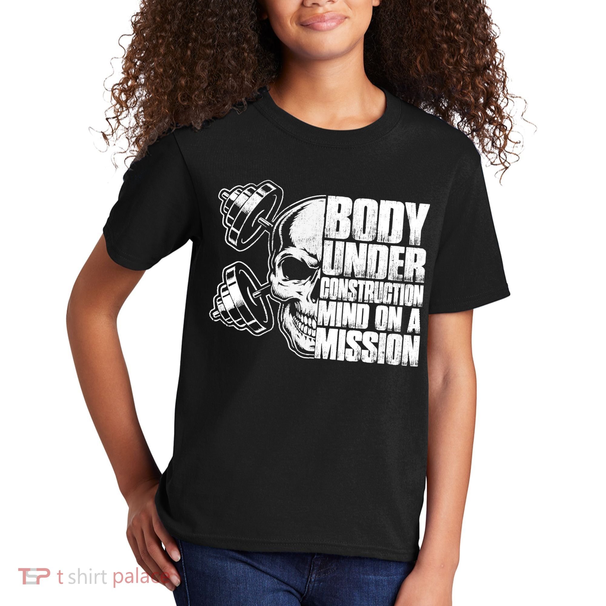 Body Under Construction Mind On A Mission Fitness Lovers Kids T-Shirt