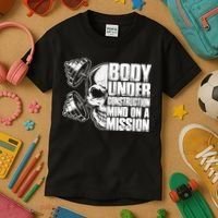 Body Under Construction Mind On A Mission Fitness Lovers Kids T-Shirt thumb 3