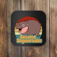 Become Ungovernable Cute Baby Hippo Moo Deng Funny Saying Coaster thumb 0