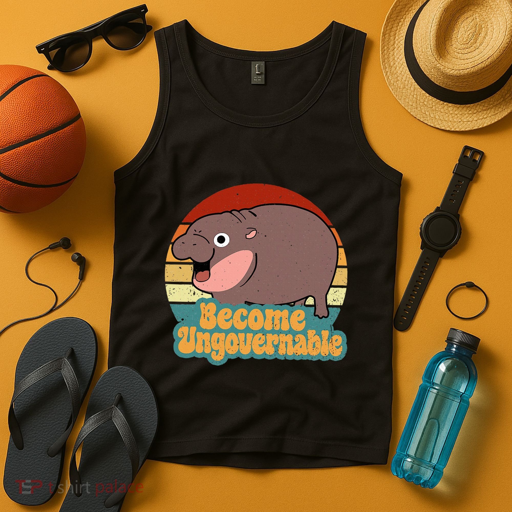 Become Ungovernable Cute Baby Hippo Moo Deng Funny Saying Tank Top