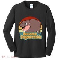 Become Ungovernable Cute Baby Hippo Moo Deng Funny Saying Kids Long Sleeve Shirt thumb 0