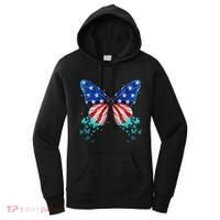 Butterfly Usa Cute 4th Of July Funny America Flag Gift Women's Hoodie thumb 0