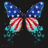 Butterfly Usa Cute 4th Of July Funny America Flag Gift Women's Hoodie thumb 2