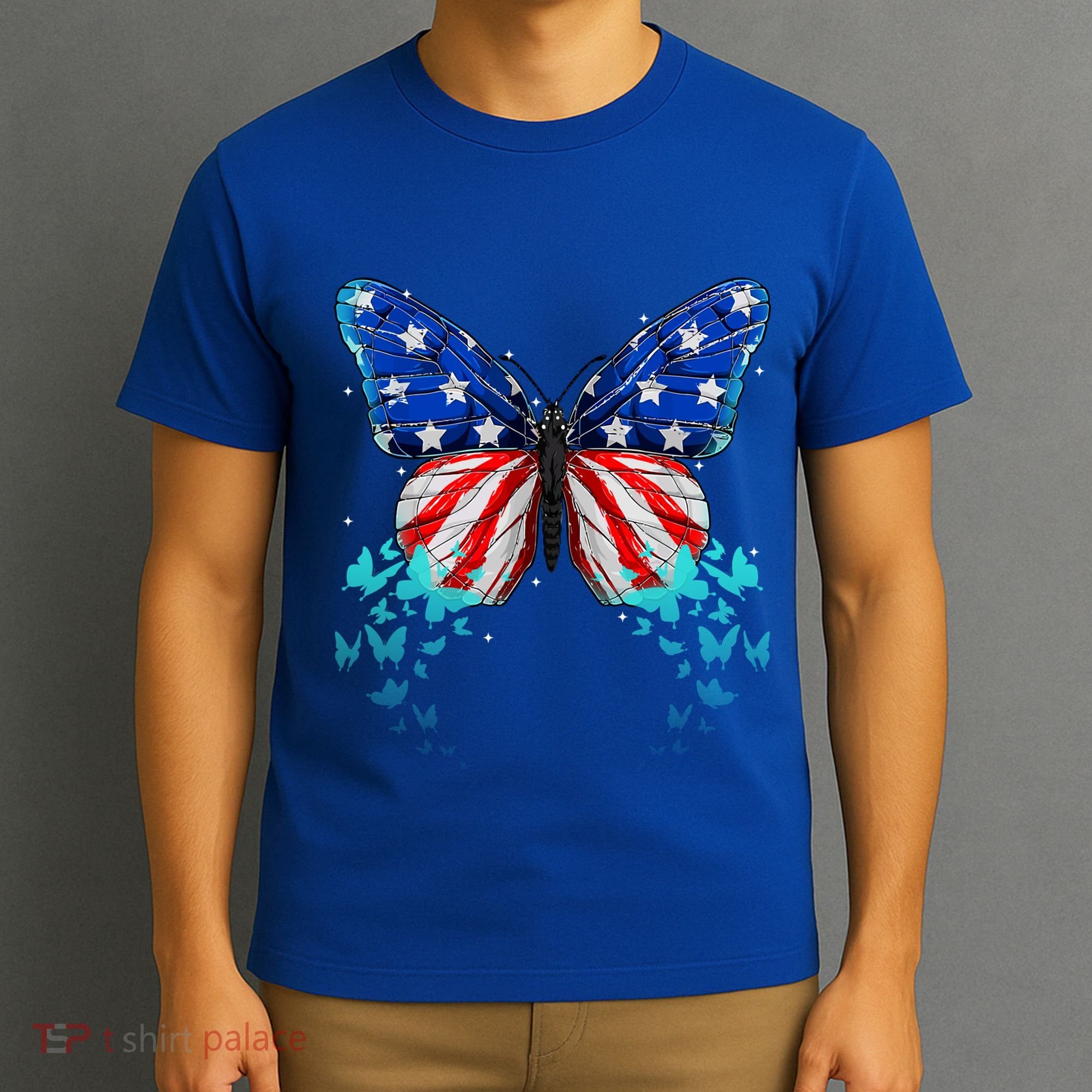 Butterfly Usa Cute 4th Of July Funny America Flag Gift T-Shirt