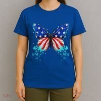 Butterfly Usa Cute 4th Of July Funny America Flag Gift T-Shirt thumb 4