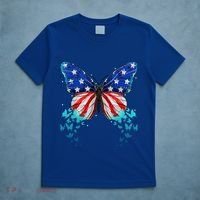 Butterfly Usa Cute 4th Of July Funny America Flag Gift T-Shirt thumb 5