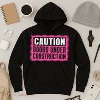 Boobs Under Construction Mastectomy Breast Cancer Warrior Hoodie thumb 3