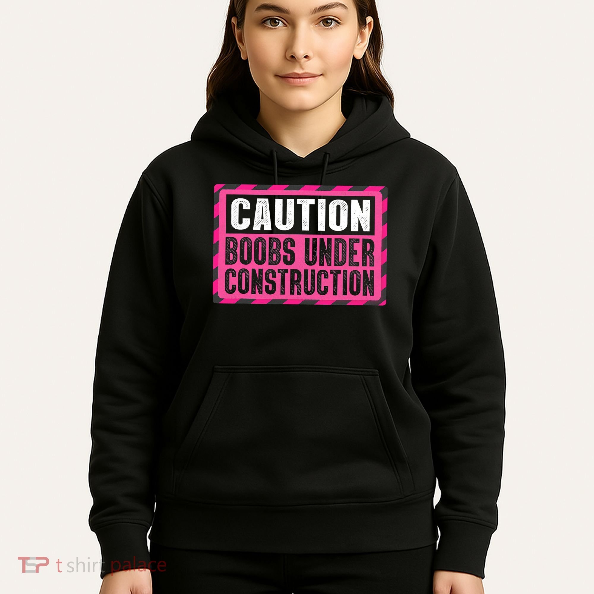 Boobs Under Construction Mastectomy Breast Cancer Warrior Hoodie
