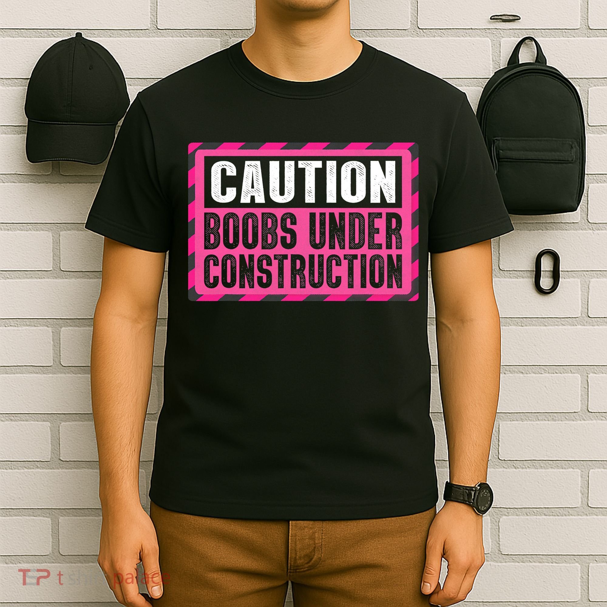 Boobs Under Construction Mastectomy Breast Cancer Warrior T-Shirt