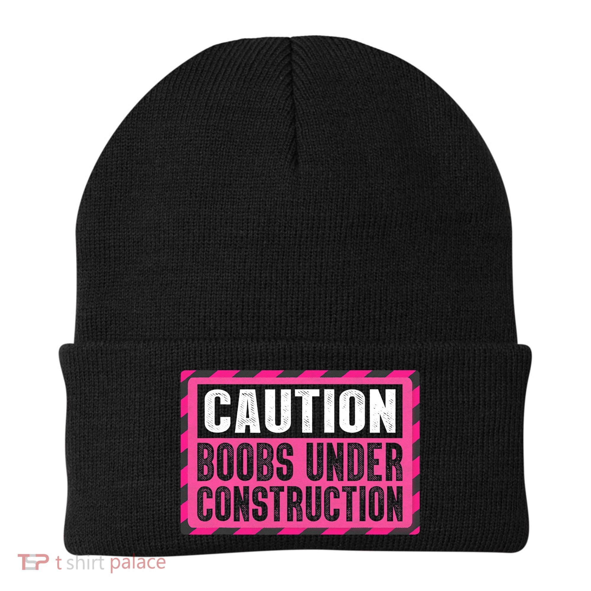 Boobs Under Construction Mastectomy Breast Cancer Warrior Beanie