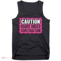Boobs Under Construction Mastectomy Breast Cancer Warrior Tank Top thumb 0