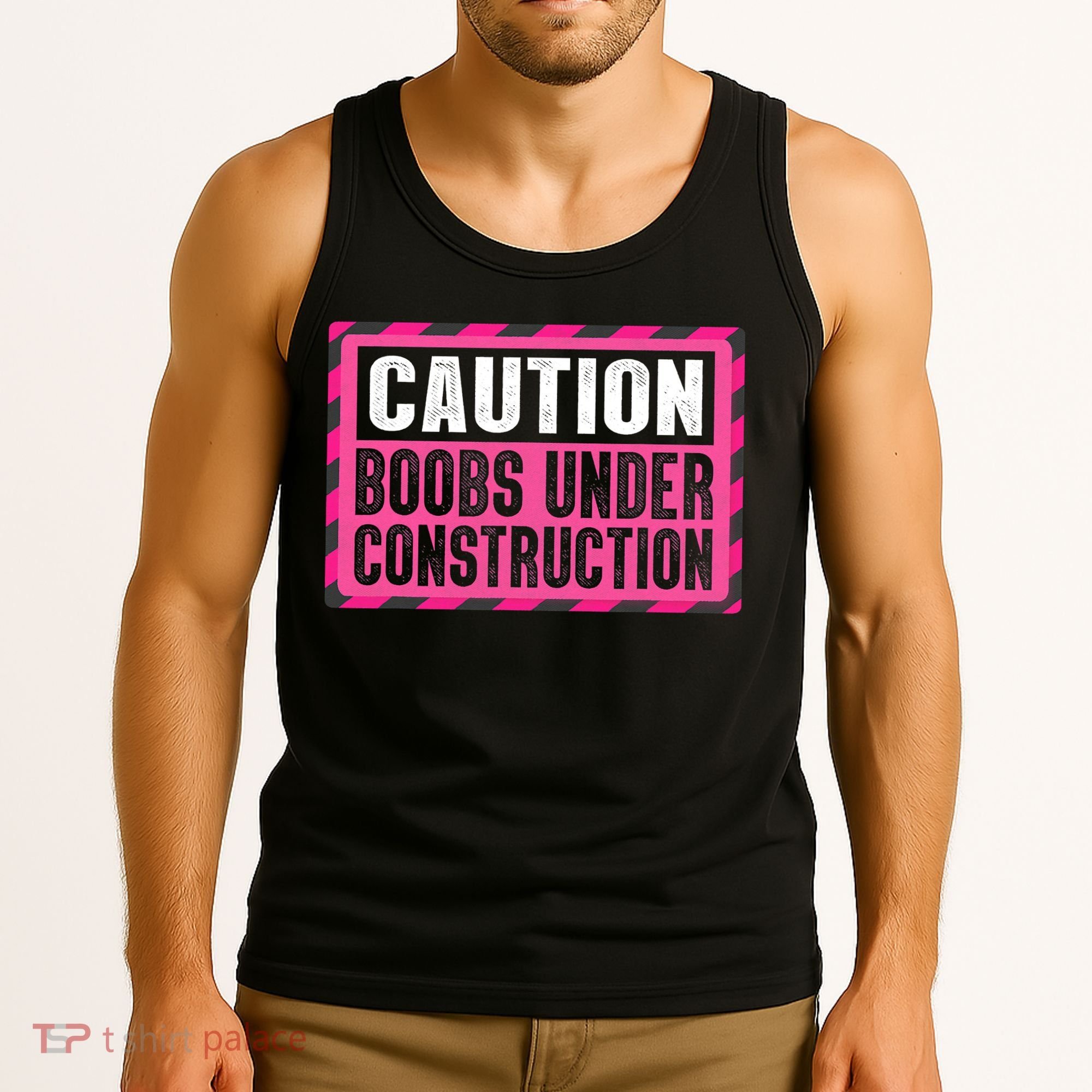 Boobs Under Construction Mastectomy Breast Cancer Warrior Tank Top