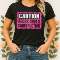 Boobs Under Construction Mastectomy Breast Cancer Warrior Women's T-Shirt thumb 2
