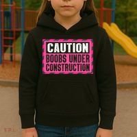 Boobs Under Construction Mastectomy Breast Cancer Warrior Kids Hoodie thumb 3