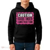 Boobs Under Construction Mastectomy Breast Cancer Warrior Kids Hoodie thumb 4