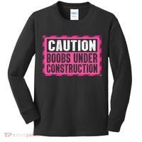 Boobs Under Construction Mastectomy Breast Cancer Warrior Kids Long Sleeve Shirt thumb 0