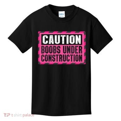 Boobs Under Construction Mastectomy Breast Cancer Warrior Kids T-Shirt