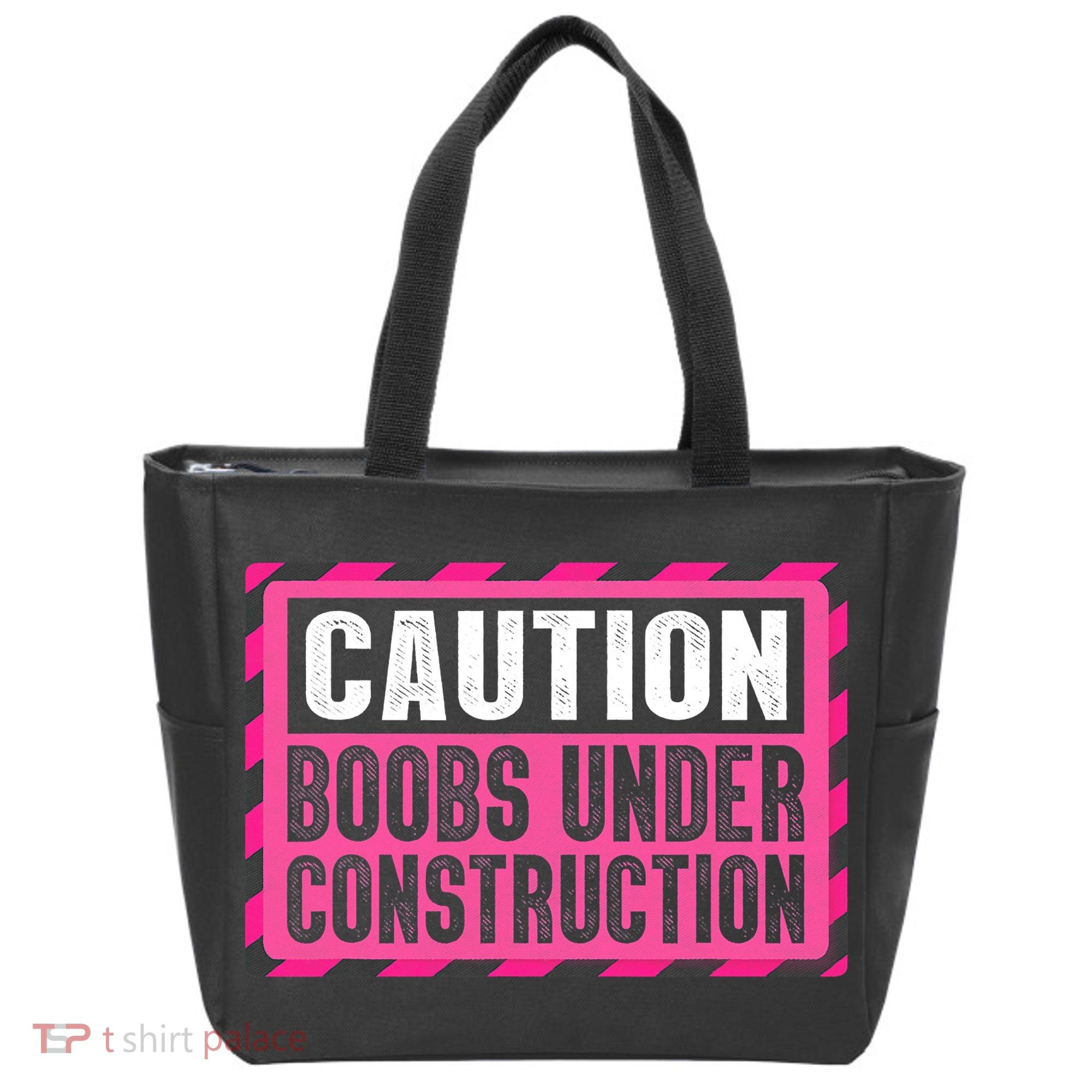 Boobs Under Construction Mastectomy Breast Cancer Warrior Tote Bag