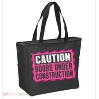 Boobs Under Construction Mastectomy Breast Cancer Warrior Tote Bag thumb 2