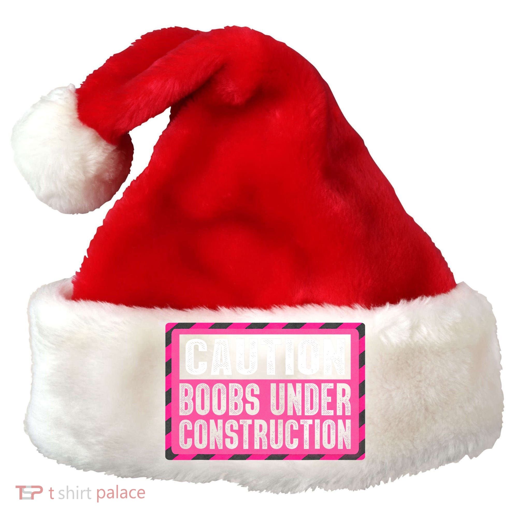 Boobs Under Construction Mastectomy Breast Cancer Warrior Santa Hat