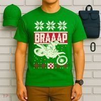 Braaap Ugly Christmas sweater motocross dirt bike T-Shirt thumb 6