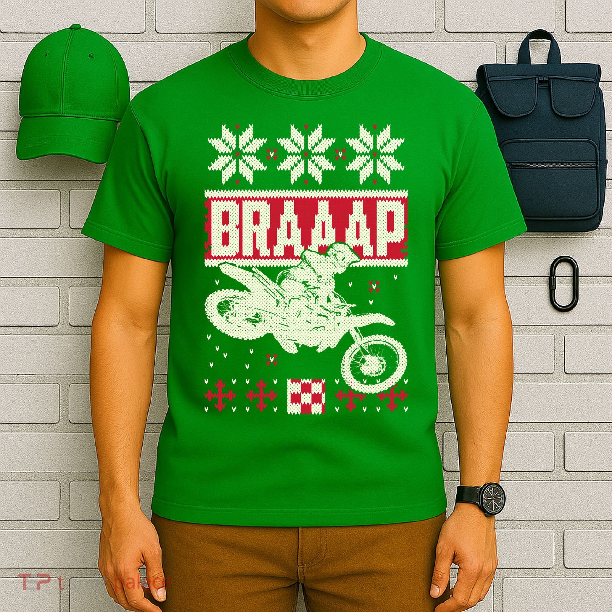 Braaap Ugly Christmas sweater motocross dirt bike T-Shirt