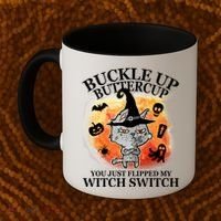 Buckle Up Buttercup You Just Flipped My Witch Switch Halloween Cat Coffee Mug thumb 2