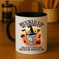 Buckle Up Buttercup You Just Flipped My Witch Switch Halloween Cat Coffee Mug thumb 4