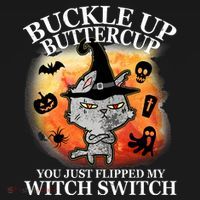 Buckle Up Buttercup You Just Flipped My Witch Switch Halloween Cat Tank Top thumb 6