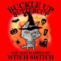 Buckle Up Buttercup You Just Flipped My Witch Switch Halloween Cat Santa Hat thumb 1