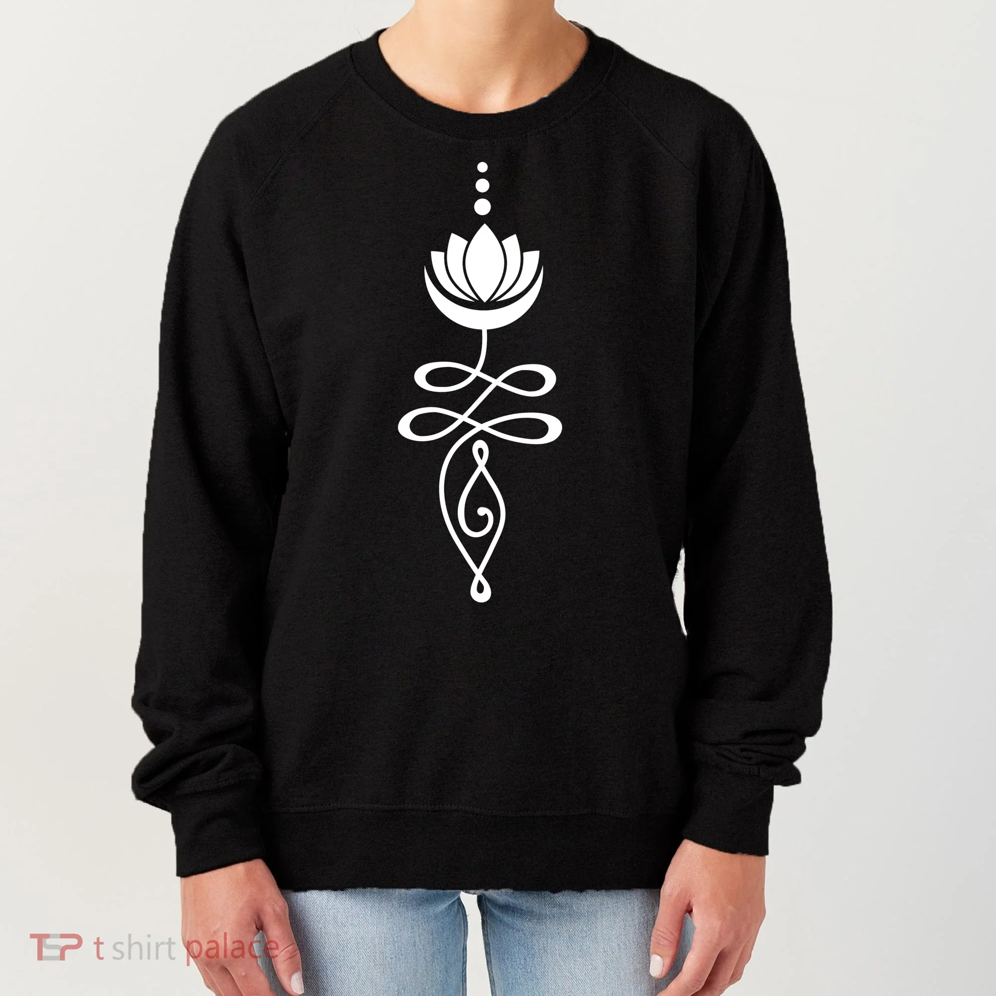 Buddhist Crescent Moon And Lotus Flower Women's Sweatshirt