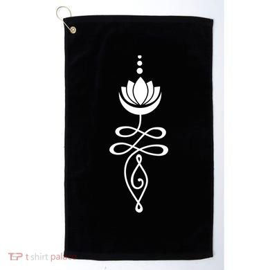 Buddhist Crescent Moon And Lotus Flower Golf Towel
