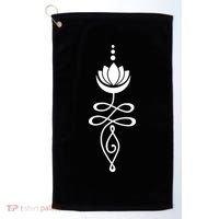 Buddhist Crescent Moon And Lotus Flower Golf Towel thumb 0