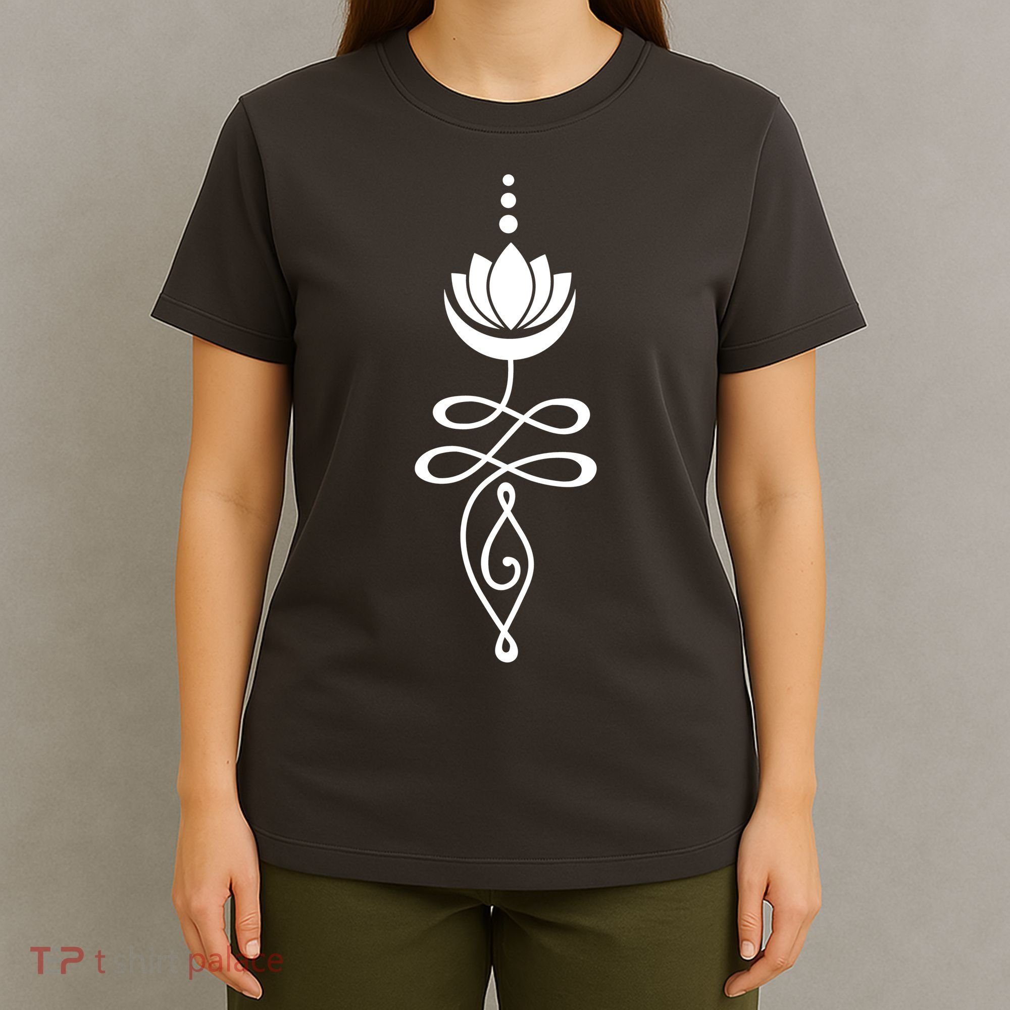 Buddhist Crescent Moon And Lotus Flower T-Shirt