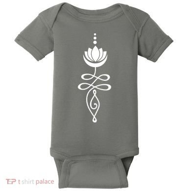 Buddhist Crescent Moon And Lotus Flower Baby Bodysuit