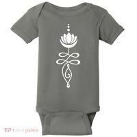 Buddhist Crescent Moon And Lotus Flower Baby Bodysuit thumb 0