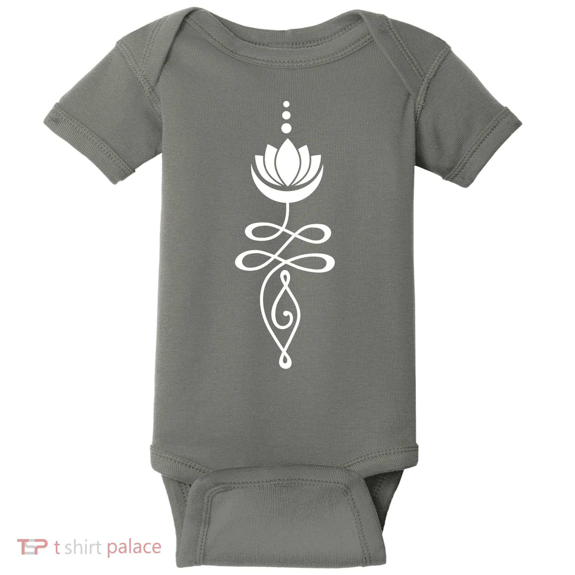 Buddhist Crescent Moon And Lotus Flower Baby Bodysuit