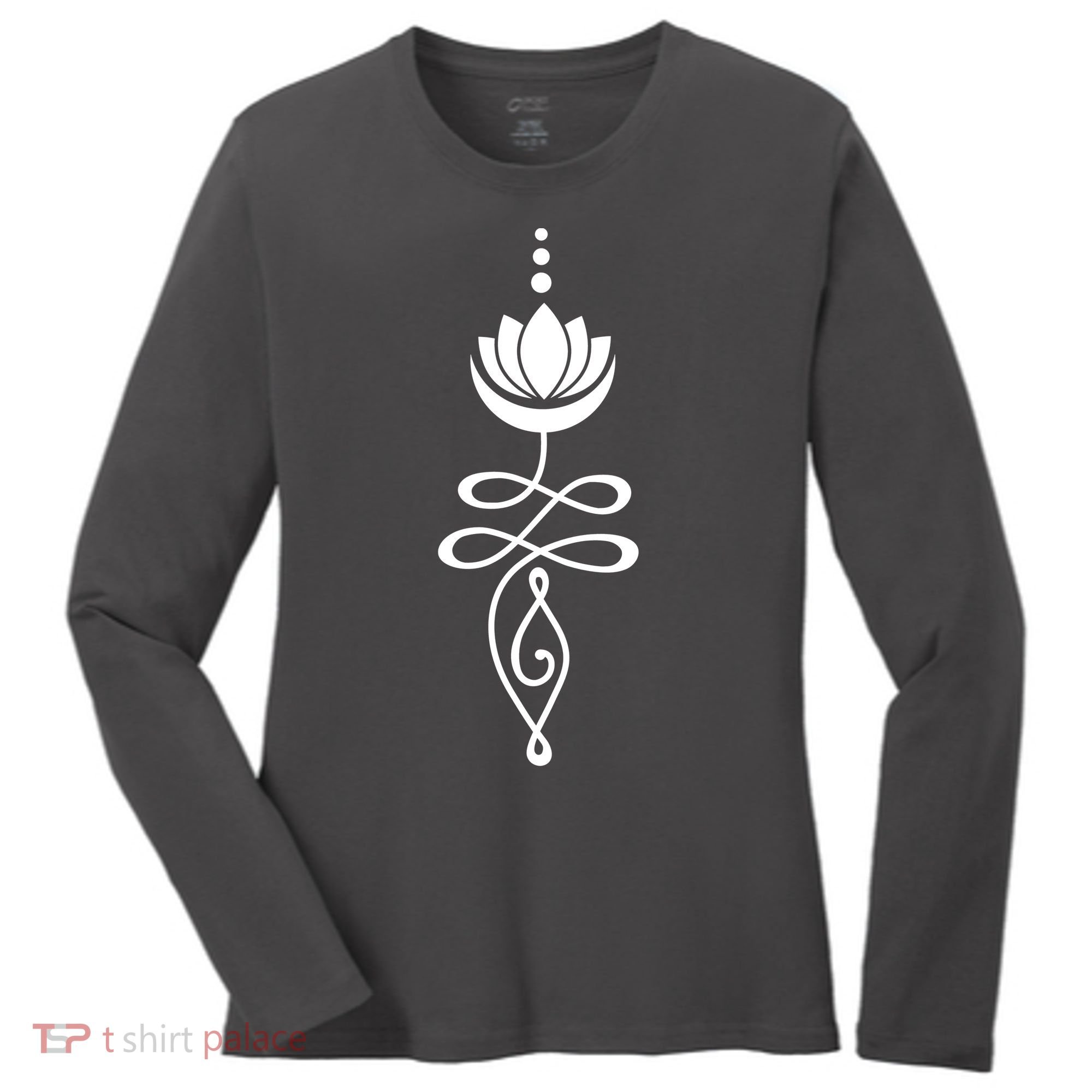 Buddhist Crescent Moon And Lotus Flower Women's Long Sleeve Shirt
