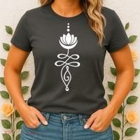 Buddhist Crescent Moon And Lotus Flower Women's T-Shirt thumb 2