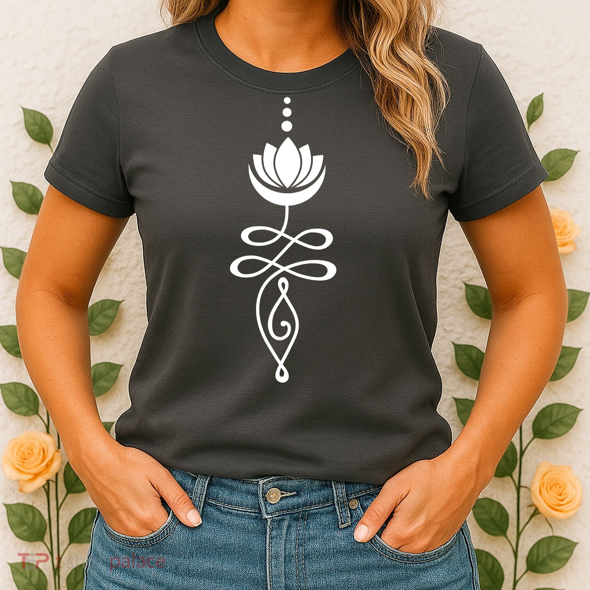 Buddhist Crescent Moon And Lotus Flower Women's T-Shirt